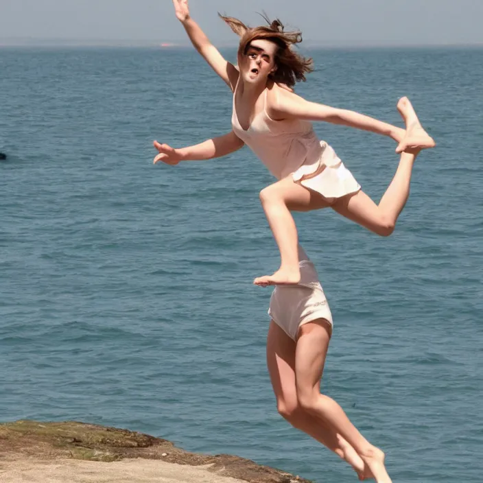 Image similar to emma watson jumping on water