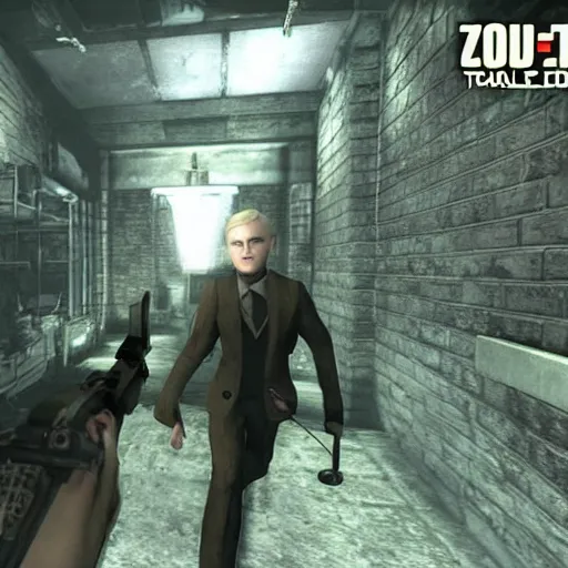 Image similar to Draco Malfoy! in the call of duty zombies map Tranzit, screenshot!!, BO2 Tranzit!!!,