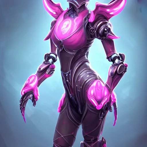 Image similar to highly detailed exquisite fanart, of a beautiful female warframe, but as an anthropomorphic robot female dragon, glowing eyes, off-white plated armor, bright Fuchsia skin, royal elegant pose, bust shot torso up, epic cinematic shot, realistic, professional digital art, high end digital art, sci fi, DeviantArt, artstation, Furaffinity, 8k HD render, epic lighting, depth of field