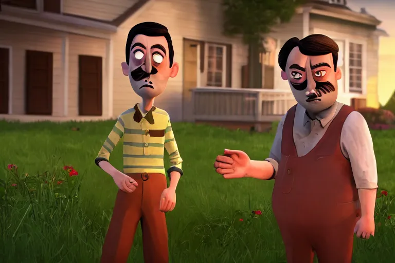 Prompt: hello neighbor the video game as a tv show, movie still, from the newest walking dead tv series, 8 k, hd, cinematic lighting