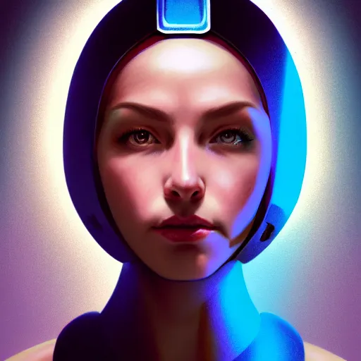 Image similar to head and shoulders portrait of a female Megaman hyperrealistic, digital illustration, dark fantasy, medium shot, intricate, elegant, highly detailed, digital painting, volumetric light, artstation, concept art, smooth, sharp focus, illustration by Sachin Teng, armor by Donato Giancola, face by Gil Elvgren, paintstrokes by Greg Manchess, background by Alphonse Mucha