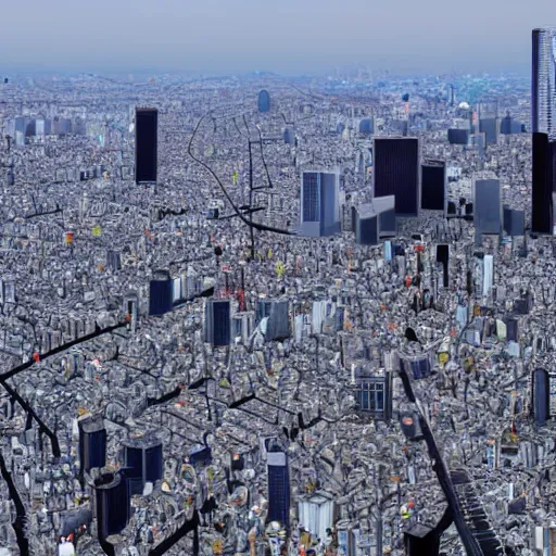 Image similar to tokyo 9 0 years in the future with the city densely populated with buildings as far as the eye can see