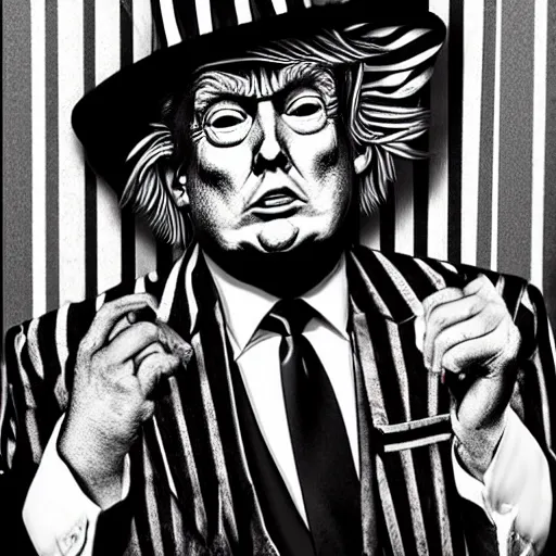 Prompt: donald trump as beetlejuice