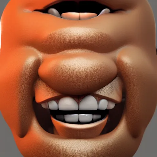Image similar to new emoji of biting your lip, 3d render, octane render