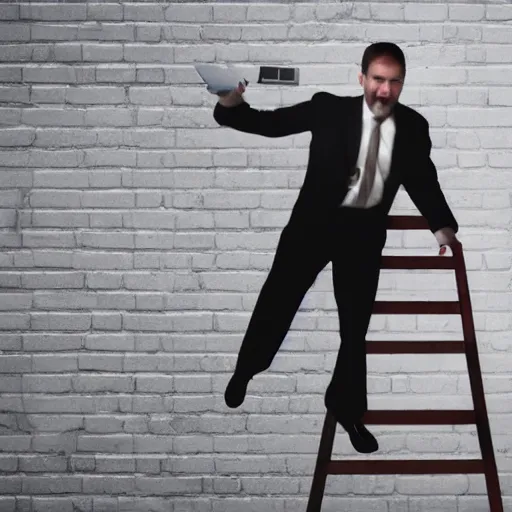 Image similar to a ladder attacking a businessman