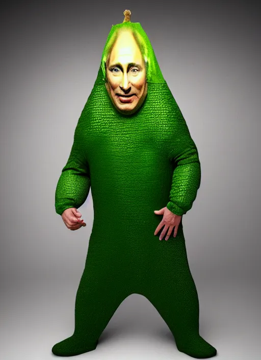 Image similar to putin wearing pickle costume, highly detailed, studio lighting, 4 k