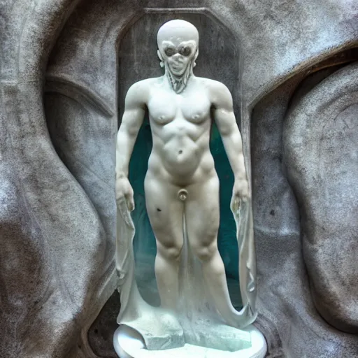 Image similar to illithid, eldritch, ancient marble statue, underwater photography