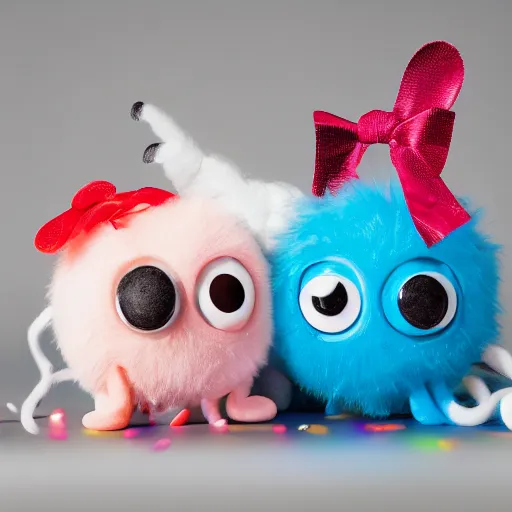 Image similar to cute happy monster, product photography, centered, studio lightning