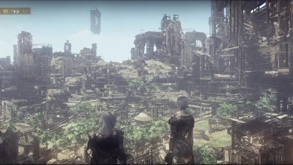 Prompt: Screenshot from Nier Automata, beautiful landscape in Marseille, France