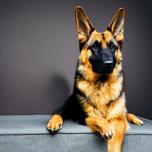 Image similar to a german shepherd waiting patiently for his owner to get home, photograph, hyper realistic,