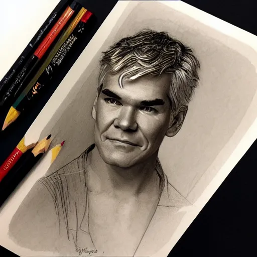 Image similar to amazing lifelike award winning pencil illustration of philip schofield trending on art station artgerm Greg rutkowski alphonse mucha cinematic