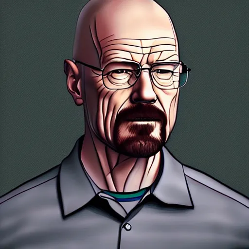 Prompt: Walter White, accurate anatomy, highly detailed, digital art, centered, portrait, colored vibrantly