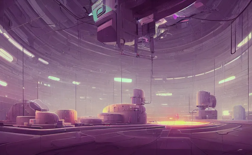 Image similar to Interior shot of a futuristic factory by Petros Afshar and Beeple, James Gilleard, Mark Ryden, Wolfgang Lettl highly detailed