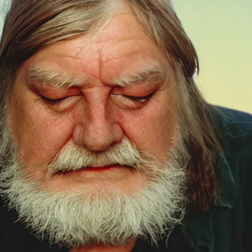 Image similar to robert wyatt sniffing an onion