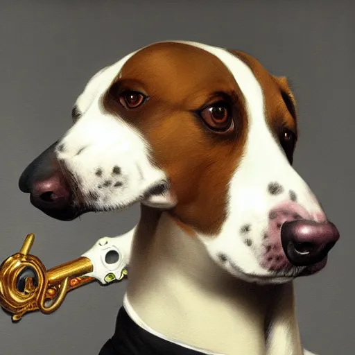 Image similar to A dog snooping Snoop Dogg, rococo painting, smooth, sharp focus, artstation, pixiv, ultra highly detailed