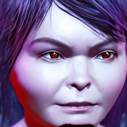 Image similar to Bjork as a Square Enix Villain 2005 JRPG cinema 4d render, Ray tracing reflection, natural lighting, Unreal Engine award winning photography