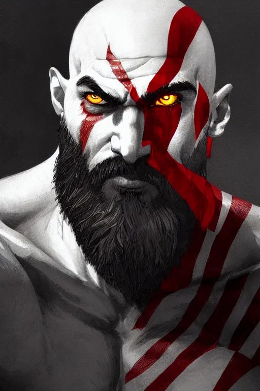 Prompt: a ultradetailed beautiful panting of kratos from god of war, by conrad roset, greg rutkowski and makoto shinkai trending on artstation