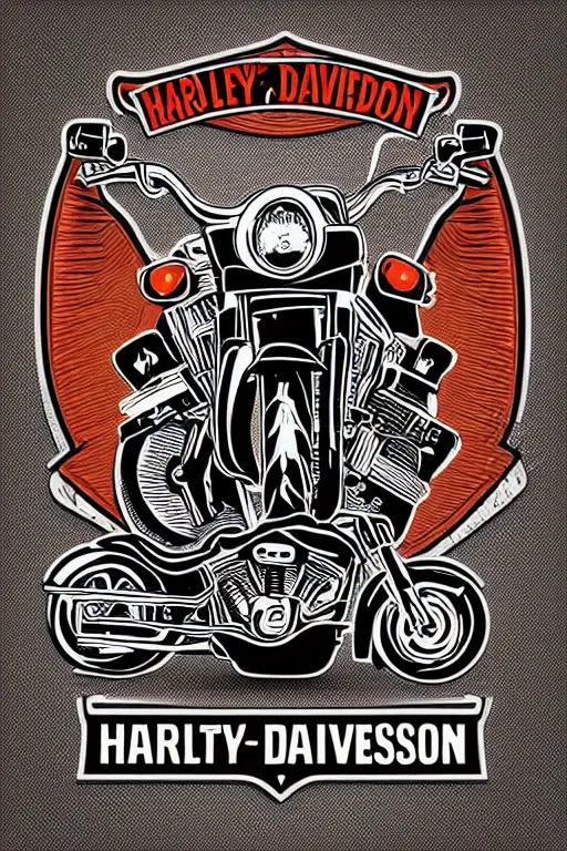 Image similar to Harley Davidson motorbike , sticker, colorful, illustration, highly detailed, simple, smooth and clean vector curves, no jagged lines, vector art, smooth