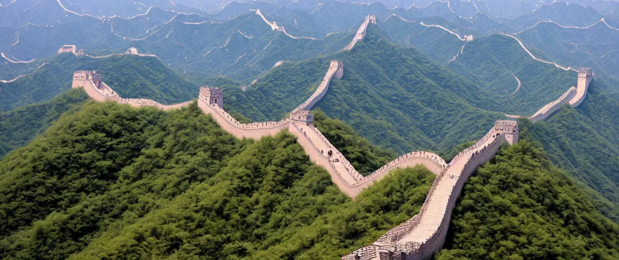 Image similar to the great wall of china holding the ocean, aerial view