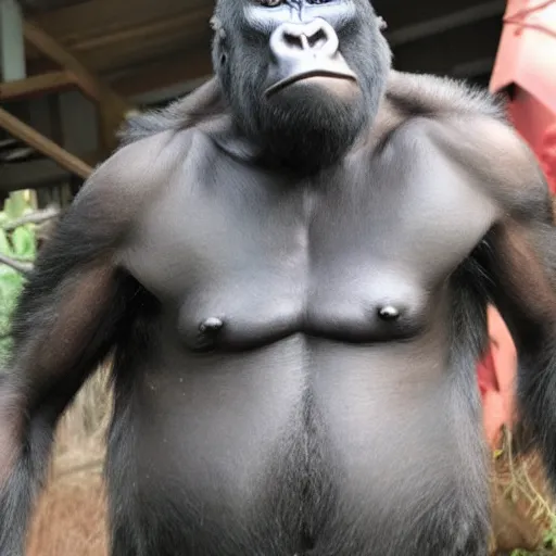 Prompt: Human-gorilla hybrid