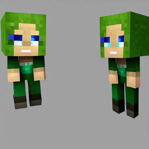 Prompt: cute creeper minecraft girl, anime, in real life, 8 k, highly detailed