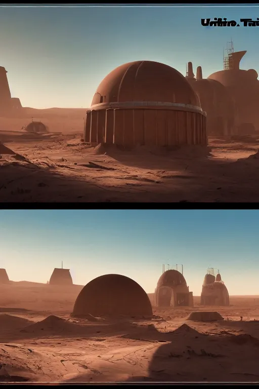Prompt: retro Tatooine by Mark maggiori, Matte painting, trending on artstation and unreal engine