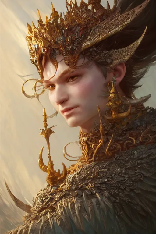 Image similar to fairy king, highly detailed, d & d, fantasy, highly detailed, digital painting, trending on artstation, concept art, sharp focus, illustration, global illumination, ray tracing, realistic shaded, art by artgerm and greg rutkowski and fuji choko and viktoria gavrilenko and hoang lap,