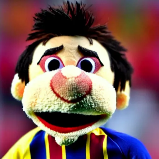 Prompt: Lionel Messi as a Muppet, close up