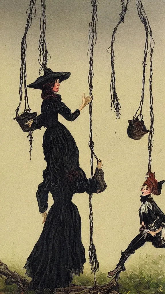 Image similar to witch hanging, victorian painting