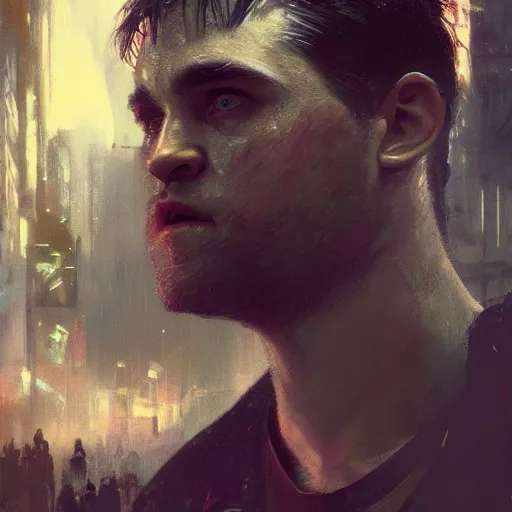 Prompt: robert pattison, hyperrealistic portrait, bladerunner street, art of elysium by jeremy mann and alphonse mucha, fantasy art, photo realistic, dynamic lighting, artstation, poster, volumetric lighting, very detailed face, 4 k, award winning