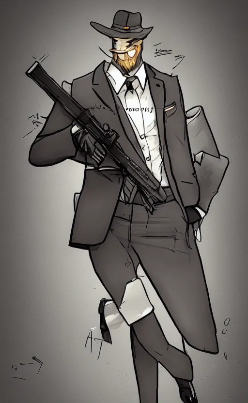 Image similar to rabbit as a hitman, suit and tie, with silenced gun, dynamic lighting, fantasy concept art, trending on art station, stunning visuals, creative, cinematic, ultra detailed, comic strip style