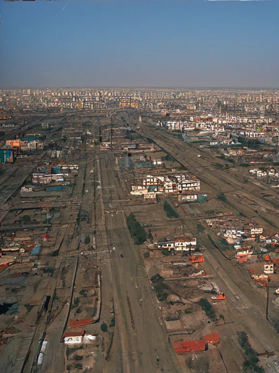 Prompt: low - cost soviet suburbs, photo, extreme wide shot