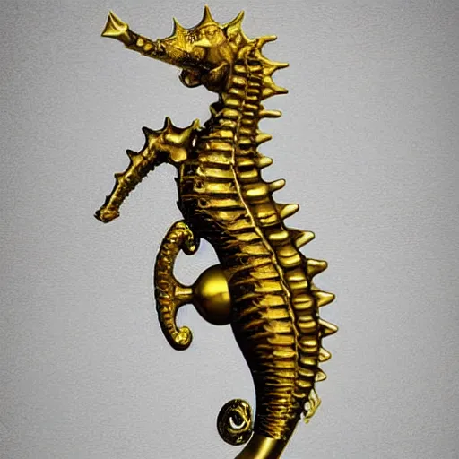 Image similar to the battle is a seahorse, 8 k resolution digital art by thomas erickson and taro okamoto, trending on artstation a seahorse made out of gold and jewels by a seahorse made out of