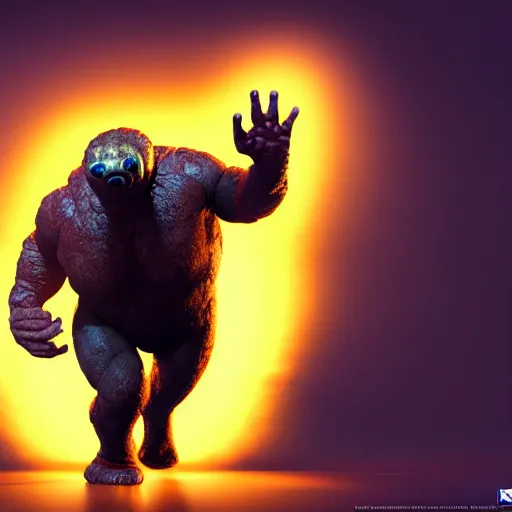 Prompt: an epic comic book style hyperealistic full body portrait of the Thing from the Fantastic Four, action pose, dramatic lighting, character design by John Byrne, Jack Kirby, Joe Sinnott, unreal 5, DAZ, hyperrealistic, octane render, RPG portrait, dynamic lighting, intricate detail, cinematic