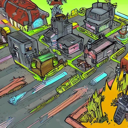 Image similar to nuketown 2 0 2 5 in the art style as nekroxiii,