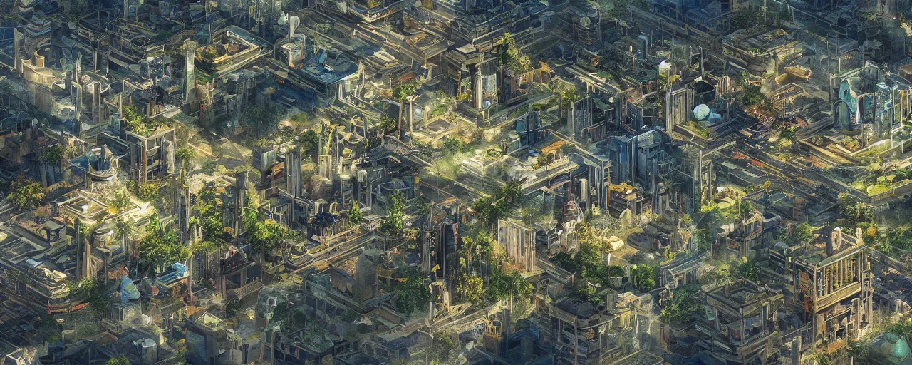 Premium AI Image  Aerial view of a solarpunk city