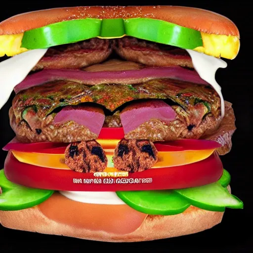 Image similar to kevin bacon face wrapped inside a cheeseburger