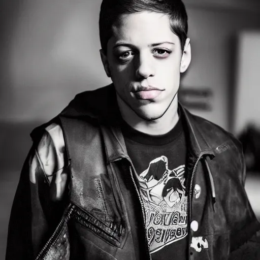 Image similar to pete davidson looking so tough and rough like a bad bad boy