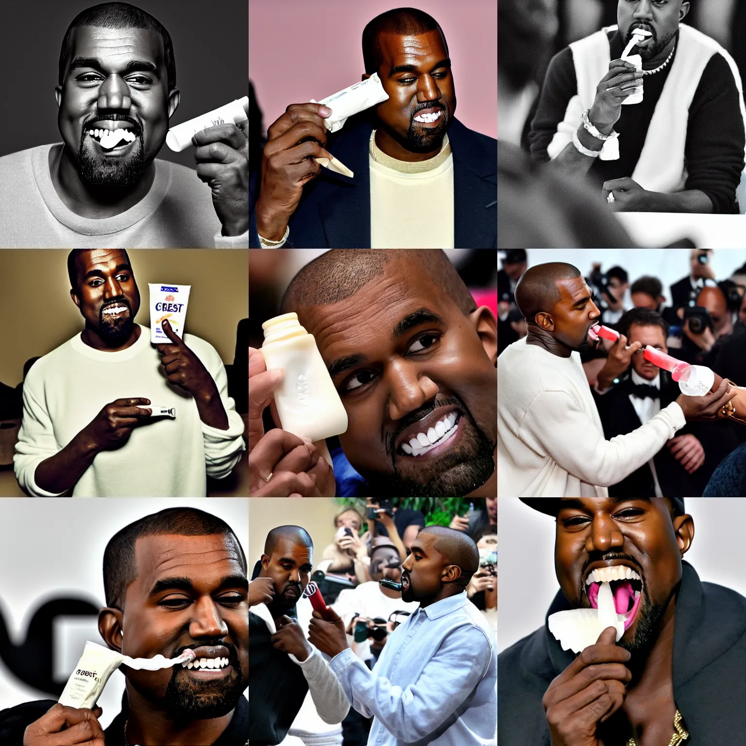 kanye west squeezing a tube of crest toothpaste into | Stable Diffusion ...