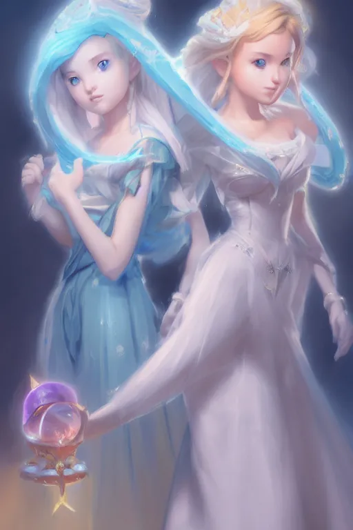 Image similar to a portrait of rosalina and luma, made by stanley artgerm lau, wlop, rossdraws, artstation, cgsociety, concept art, cgsociety, octane render, trending on artstation, artstationhd, artstationhq, unreal engine, 4 k, 8 k,