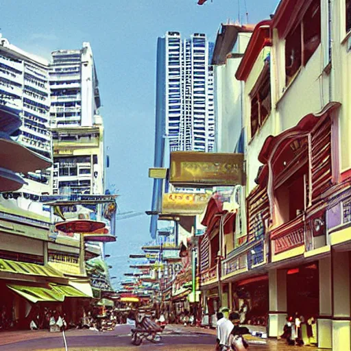 Image similar to bugis street in singapore, by moebius