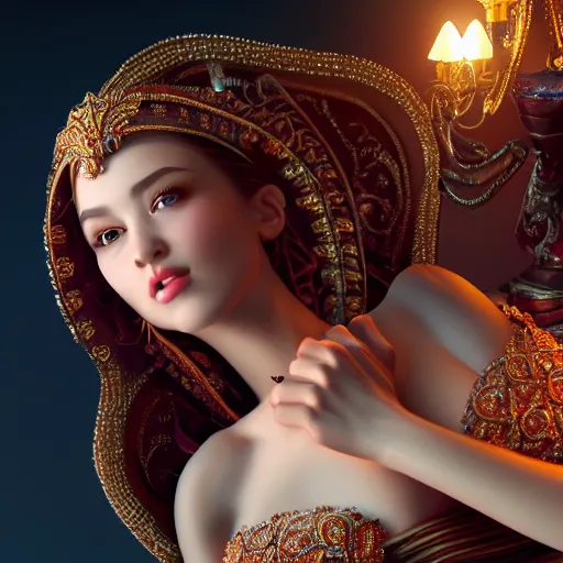 Image similar to wonderful princess of beauty with fair skin, ornate 8 k gorgeous intricate detailed, accent lighting, dramatic light, octane render