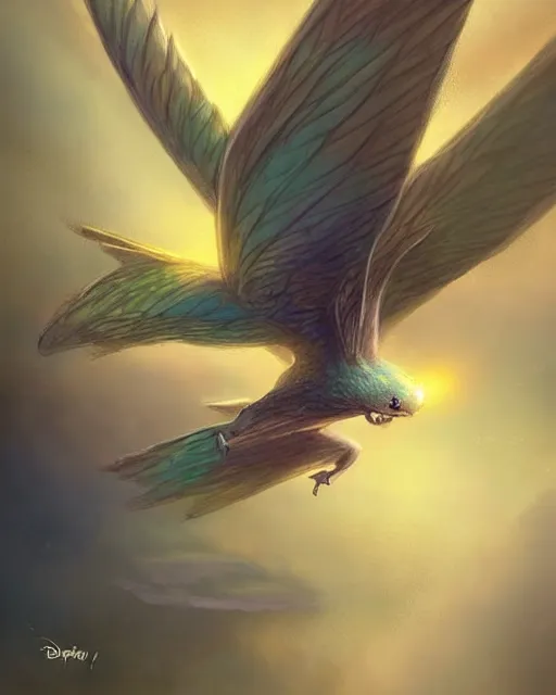 Image similar to a cute magical flying creature with wings, fantasy art drawn by disney concept artists, golden colour, high quality, highly detailed, elegant, sharp focus, concept art, character concepts, digital painting, mystery, adventure