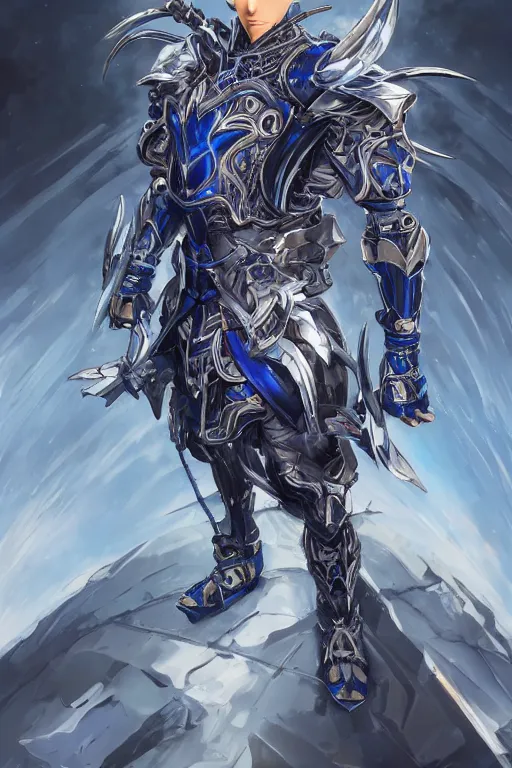 Image similar to concept art, anime portrait of a ninja cyborg warrior wearing an intricate azure wolf themed armor by Masamune Shirow, Stanley Artgerm Lau, WLOP, Rossdraws, James Jean, Andrei Riabovitchev, Marc Simonetti, and Sakimichan, trending on artstation