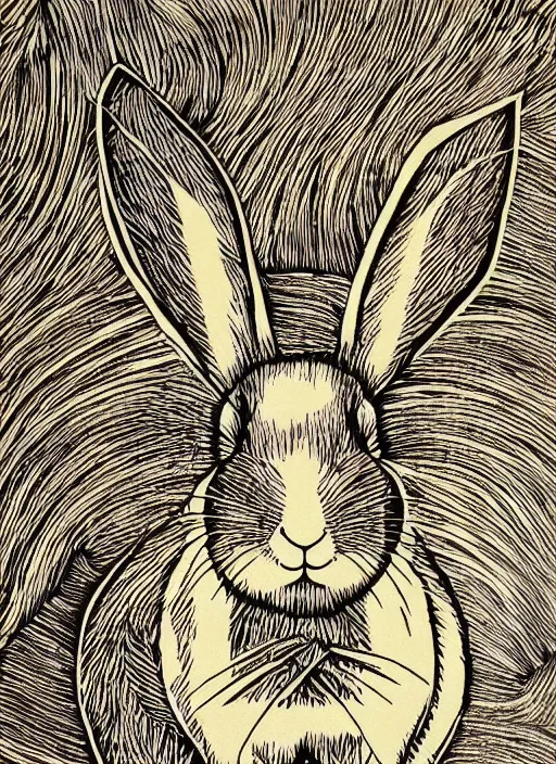 Image similar to rabbit woodcut print by Julie de Graag