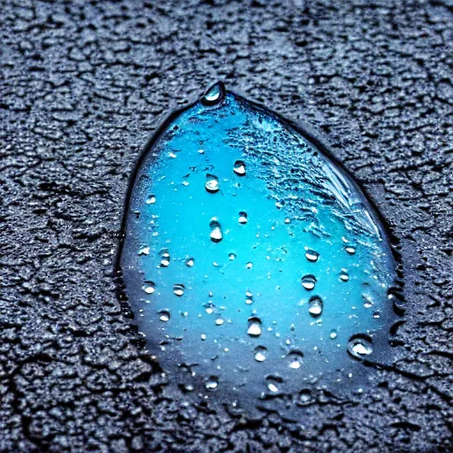 Image similar to close - up photo of one raindrop hitting pavement, splash, hyper - detailed, 8 k, high resolution.