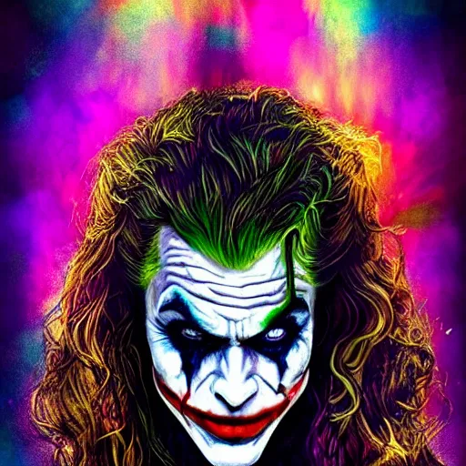 Image similar to an extremely psychedelic portrait of megan fox as the joker, surreal, lsd, face, detailed, intricate, elegant, lithe, highly detailed, digital oth, sharp focus, illustration,