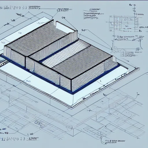 Prompt: isometric art blueprints of an ikea store with labels detailed technical drawing