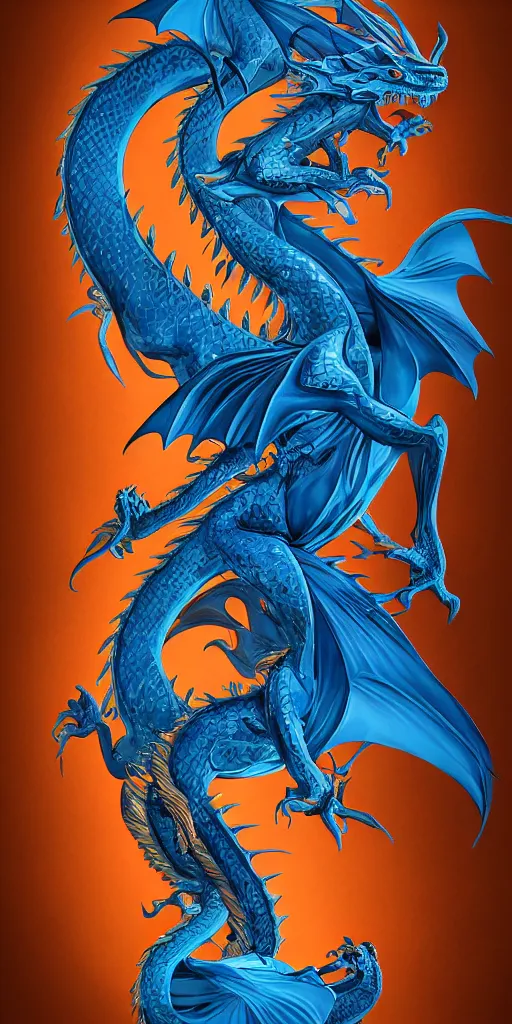 Image similar to highly detailed beautiful photography of dragon, sharp focus, dynamic lighting, elegant, harmony, beauty, masterpiece, by roberto ferry, illustration, blue background