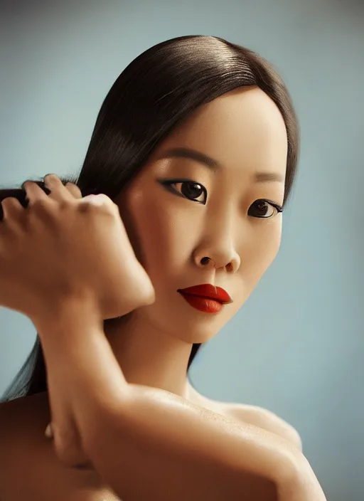 Image similar to closeup portrait of suzie wong, depth of field, zeiss lens, detailed, symmetrical, centered, fashion photoshoot, by annie leibovitz and steve mccurry, david lazar, jimmy nelsson, breathtaking, 8 k resolution, extremely detailed, beautiful, establishing shot, artistic, hyperrealistic, beautiful face, octane render